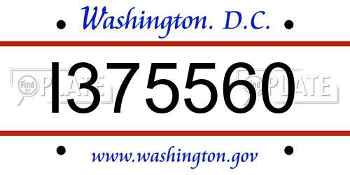 I375560 District Of Columbia License Plate