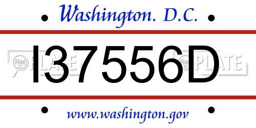 I37556D District Of Columbia License Plate