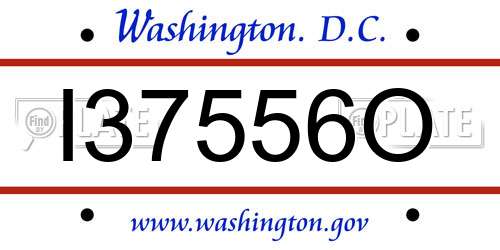 I37556O District Of Columbia License Plate