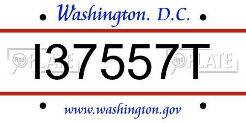 I37557T District Of Columbia License Plate