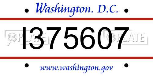 I375607 District Of Columbia License Plate