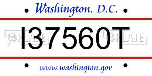 I37560T District Of Columbia License Plate
