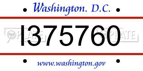 I375760 District Of Columbia License Plate