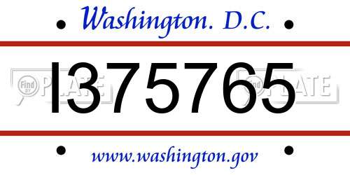 I375765 District Of Columbia License Plate