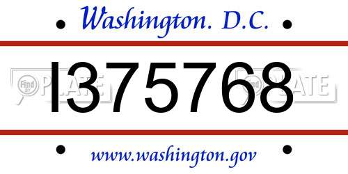 I375768 District Of Columbia License Plate