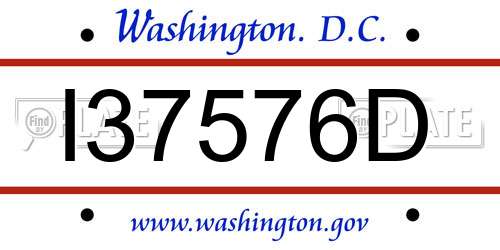 I37576D District Of Columbia License Plate