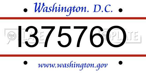 I37576O District Of Columbia License Plate