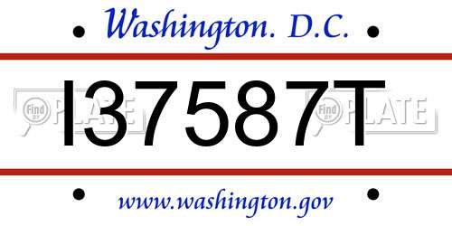 I37587T District Of Columbia License Plate