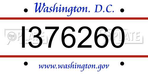 I376260 District Of Columbia License Plate