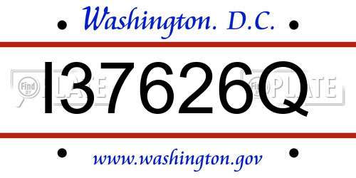 I37626Q District Of Columbia License Plate