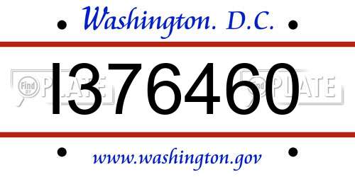 I376460 District Of Columbia License Plate