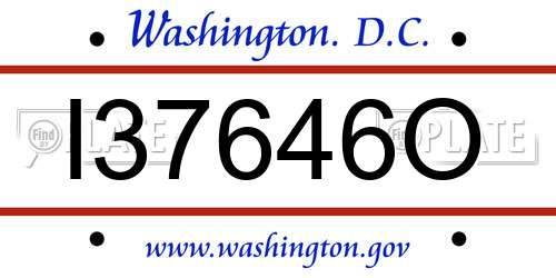 I37646O District Of Columbia License Plate