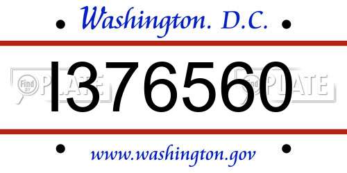 I376560 District Of Columbia License Plate