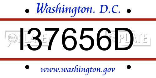 I37656D District Of Columbia License Plate