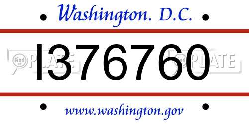 I376760 District Of Columbia License Plate