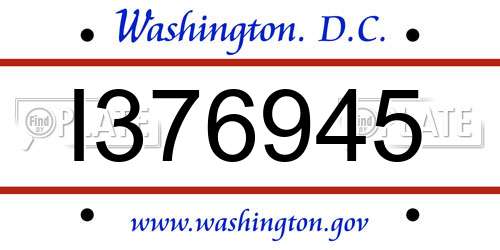 I376945 District Of Columbia License Plate