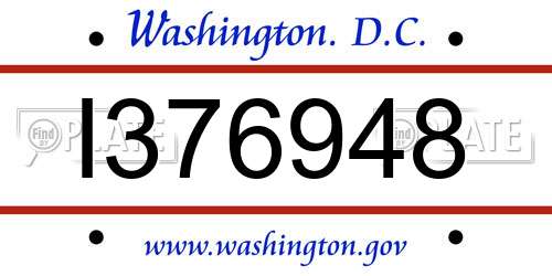 I376948 District Of Columbia License Plate