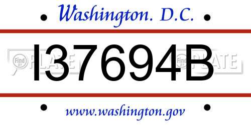 I37694B District Of Columbia License Plate