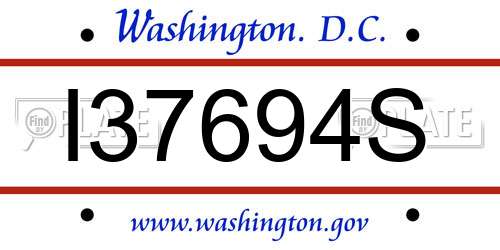I37694S District Of Columbia License Plate