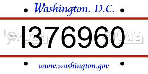 I376960 District Of Columbia License Plate