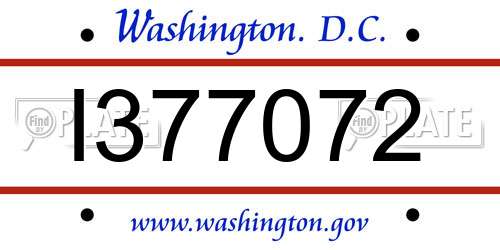 I377072 District Of Columbia License Plate