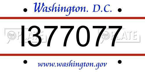 I377077 District Of Columbia License Plate