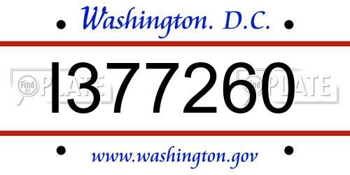 I377260 District Of Columbia License Plate