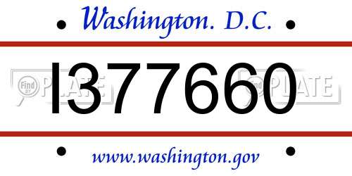 I377660 District Of Columbia License Plate