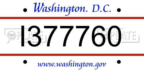 I377760 District Of Columbia License Plate