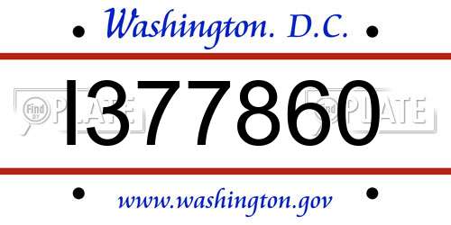 I377860 District Of Columbia License Plate