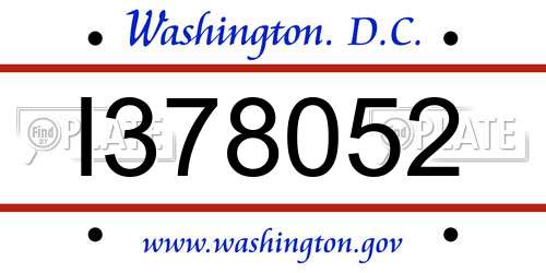 I378052 District Of Columbia License Plate
