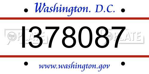 I378087 District Of Columbia License Plate