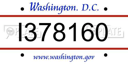 I378160 District Of Columbia License Plate