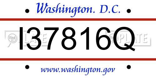 I37816Q District Of Columbia License Plate