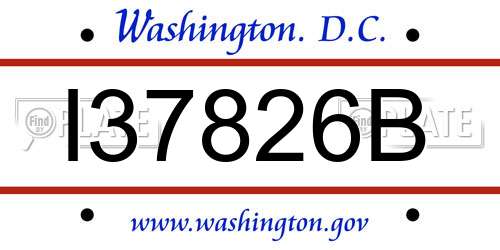 I37826B District Of Columbia License Plate