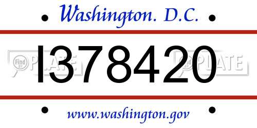 I378420 District Of Columbia License Plate