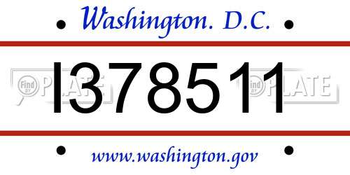 I378511 District Of Columbia License Plate