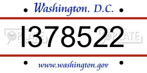 I378522 District Of Columbia License Plate