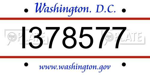 I378577 District Of Columbia License Plate