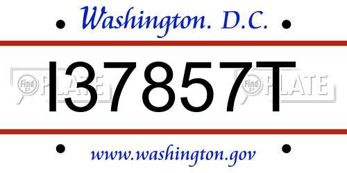 I37857T District Of Columbia License Plate