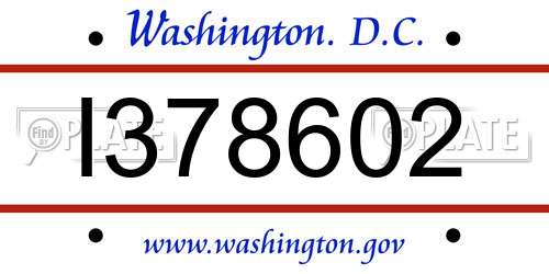 I378602 District Of Columbia License Plate