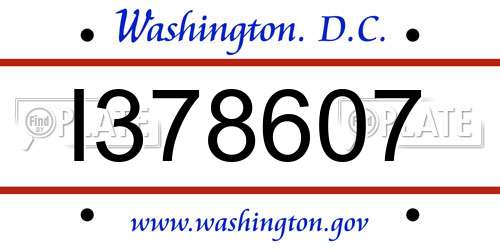 I378607 District Of Columbia License Plate