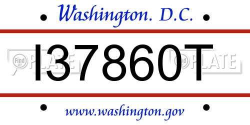 I37860T District Of Columbia License Plate