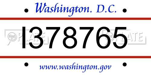 I378765 District Of Columbia License Plate