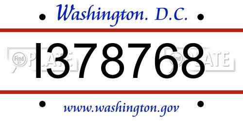 I378768 District Of Columbia License Plate