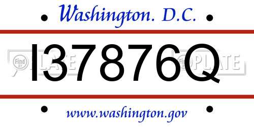 I37876Q District Of Columbia License Plate