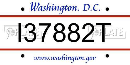 I37882T District Of Columbia License Plate