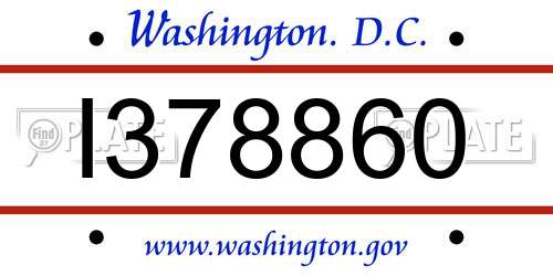 I378860 District Of Columbia License Plate