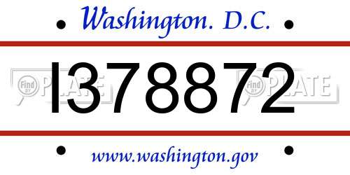 I378872 District Of Columbia License Plate