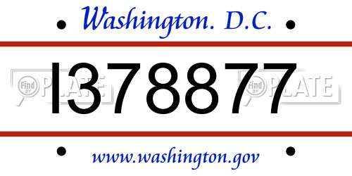 I378877 District Of Columbia License Plate